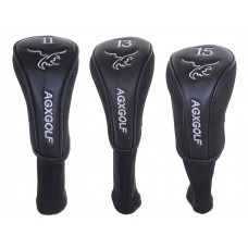 AGXGOLF Golf Club Headcovers: Long Neck Set of 3 Black for 11+13+15 Woods 
