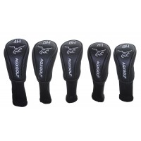 AGXGOLF Golf Club Head covers: Long Neck Set of 5 Black for #4 HYBRID, #5HYBRID, #6 HYBRID, #7 HYBRID AND #8 HYBRID