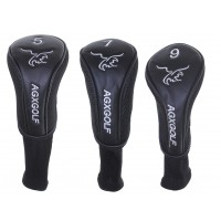 AGXGOLF Golf Club Headcovers: Long Neck Set of 3 Black for 5+7+9 Woods 