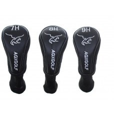 AGXGOLF Hybrid Golf Club Head Covers Long Neck Black Set of Three for 7, 8 & 9