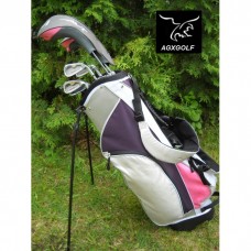 AGXGOLF GIRL'S EDITION AVT PINK GOLF CLUB SET: 460 DRIVER, 3 WOOD, #3, #5, #7, #9 IRONS AND SAND WEDGE. STAND BAG & FREE PUTTER