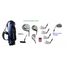  Choose Flex & Length Up to +2 Inch; Left or Right Men's Executive Golf Club Set wStand Bag, 460cc Driver, Fairway Wood & Utility Club, Irons,  Putter + Bonus Sand Wedge USA Built.