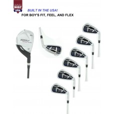 AGXGOLF BOY'S LEFT or RIGHT HAND MAGNUM SERIES IRON SET: w/#3 HYBRID + 5, 6, 7, 8 & 9 IRONS + PW + OPTIONAL SAND WEDGE:  ALL SIZES