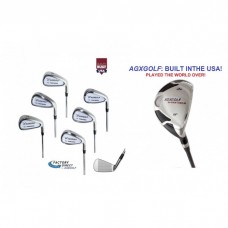 AGXGOLF BOYS RIGHT HAND TCI SERIES IRON SET: w/#3 HYBRID + 5, 6, 7, 8 & 9 IRONS + PW + OPTIONAL SAND WEDGE:  ALL SIZES