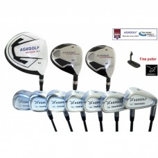 AGXGOLF TCI TOUR MEN'S GOLF SET w460 DRIVER + 3 & 5 WOOD, #3 UTILITY HYBRID + 4-9 IRONS + PW FREE PUTTER: CHOOSE LENGTH & FLEX; BUILT in the USA!!