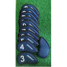 Golf Club Irons Head Covers; 3-LW; Set of Eleven; Blue & White