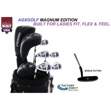 AGXGOLF LADIES LEFT HAND XLT GRAPHITE GOLF CLUB SET w/DRIVER, FAIRWAY WOOD, HYBRID UTILITY CLUB +6,7,8,9 IRONS+PW+PUTTER: SET ONLY 