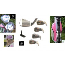 AGXGOLF GIRL'S EDITION AVT PINK GOLF CLUB SET: 460 DRIVER, 3 WOOD, #3, #5, #7, #9 IRONS AND SAND WEDGE. STAND BAG & FREE PUTTER
