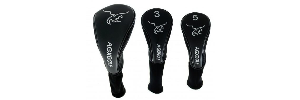 Golf Club Head Covers: Set of 3 Black
