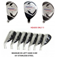AGXGOLF Magnum XS Iron Heads Sets (LEFT HAND): Select The Combination Best for You: Hybrids: 3, 4 or 5: Irons 5,6,7,8 & 9: PW & SW ! Heads ONLY! 431 Stainless Steel .370 Hosel