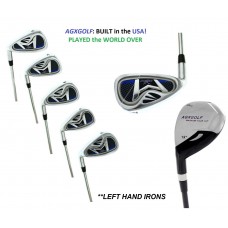 AGXGOLF BOYS LEFT HAND GRAPHITE XLT IRON SET  HYBRID +6,7,8 & 9+PW. AVAILABLE IN TEEN, TALL AND TWEEN LENGTHS