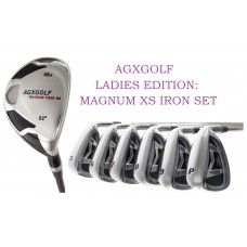AGXGOLF LADIES LEFT or RIGHT HAND MAGNUM XS WIDE SOLES IRON SET: w#4 HYBRID + 5, 6, 7, 8 & 9 IRONS + PITCHING WEDGE & SAND WEDGE ALL SIZES IN STOCK